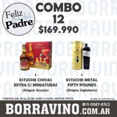 COMBO 12  ESTUCHES: CHIVAS EXTRA C/MINIA. (1) + FIFTY POUNDS METAL (1)