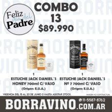 COMBO 13  ESTUCHES: JACK HONEY 700ML C/VASO (1) + JACK DANIEL´S C/ VASO (1)