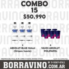 COMBO 15  ABSOLUT BLUE 700ML (3) + VASO POLIPAPEL (6)