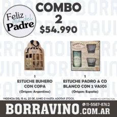 COMBO 02  ESTUCHES: PADRO BLANCO C/ VASOS (1) + BUHERO C/COPA (1)