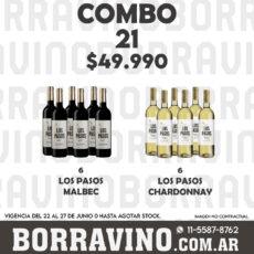 COMBO 21 VINOS  LOS PASOS: MALBEC (6) + CHARDONNAY (6)