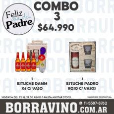 COMBO 03 VINOS  ESTUCHES: DAMM X4 (1)+PADRO ROJO C/ VASOS (1)
