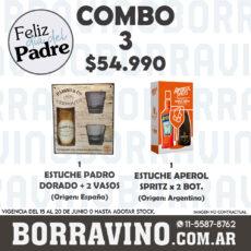 COMBO 03  ESTUCHES: APEROL SPR. (1) + PADRO DORADO C/ VASOS (1)