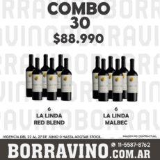 COMBO 30 VINOS  LA LINDA: MALBEC (6) + RED BLEND (6)