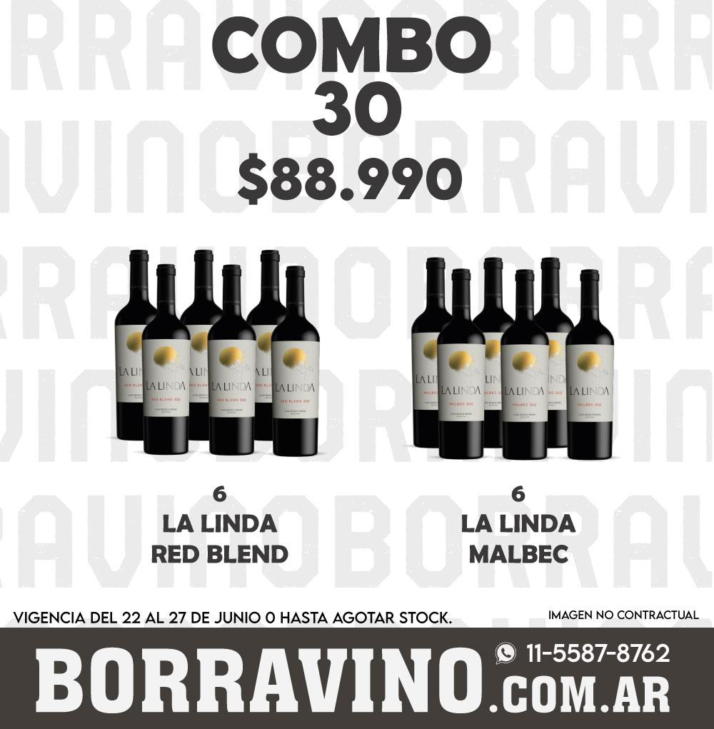 COMBO 30 VINOS LA LINDA: MALBEC (6) + RED BLEND (6)