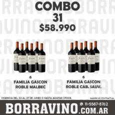 COMBO 31 VINOS  FAMILIA GASCON ROBLE: MALBEC (6) + CAB. SAUV. (6)
