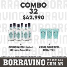 COMBO 32  GIN BRIGHTON (6) + VASO POLIPAPEL (6)