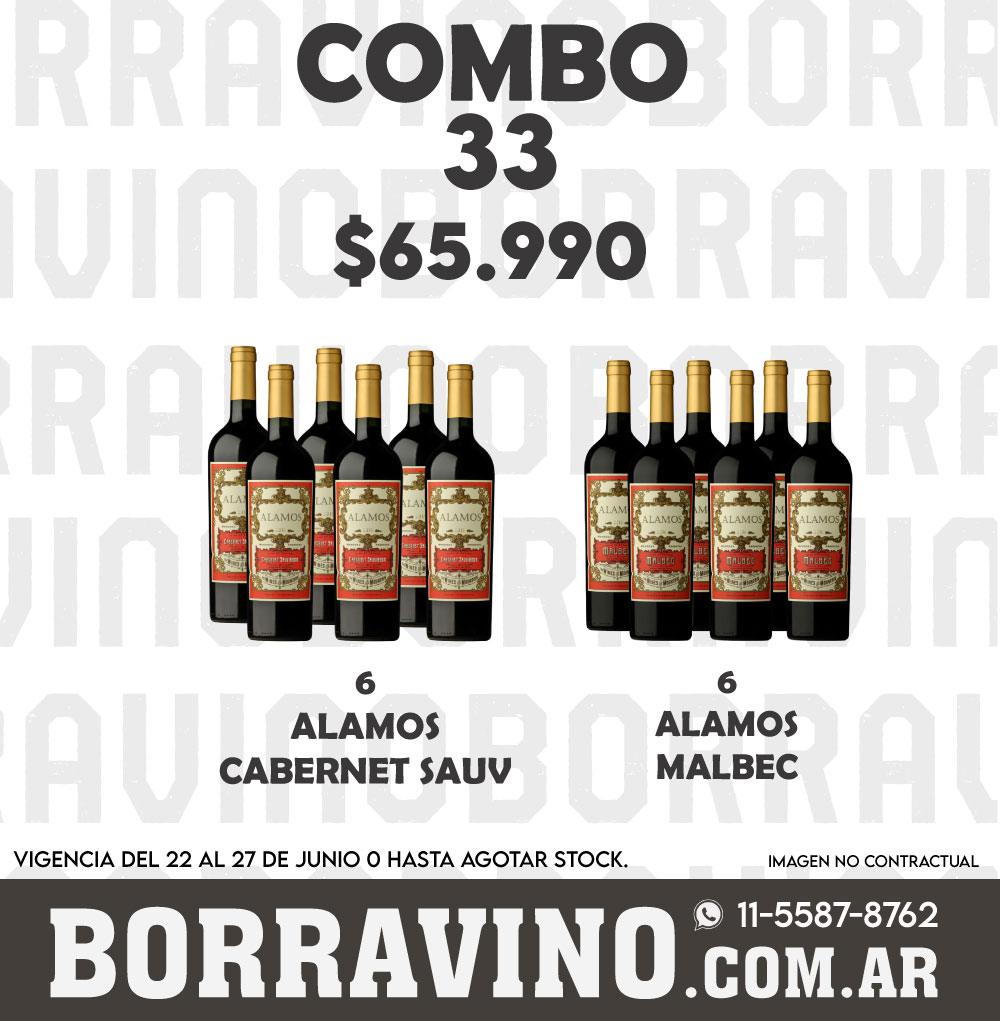 COMBO 33 VINOS ALAMOS: MALBEC (6) + CAB SAUV (6)