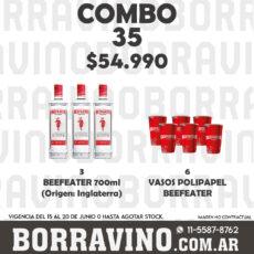 COMBO 35  BEEFEATER 700ML (3) + VASO POLIPAPEL (6)