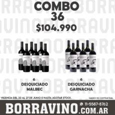 COMBO 36 VINOS  DESQUICIADO: MALBEC (6) + GARNACHA (6)