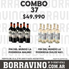 COMBO 37 VINOS  FIN MUNDO LA PODEROSA: MALB.(6) + DULCE NAT.(6)