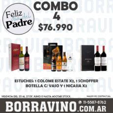 COMBO 04 VINOS  ESTUCHES: SCHOFF. BOT. (1)+COLOME X2(1)+NICASIA X2(1)