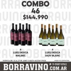 COMBO 46 VINOS  LUIGI BOSCA: MALBEC (6) + SAUV. BLANC (6)