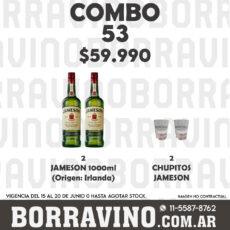 COMBO 53  JAMESON 1000ML (2) + CHUPITOS (2)