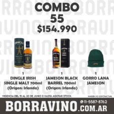 COMBO 55  JAMESON BLACK B. (1) + DINGLE (1) + GORRO LANA JAM. (1)