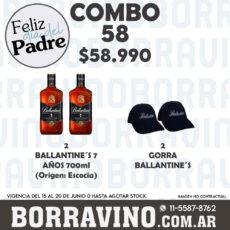 COMBO 58  BALLANTINE´S 7 AÑOS S/ ESTUCHE (2) + GORRA (2)