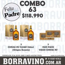 COMBO 63   CHIVAS XV CLEAR (2) + DUO PACK VASO CHIVAS XV (2)
