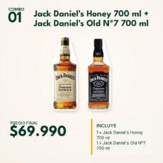 COMBO 01   JACK DANIEL´S 700ML: OLD N° 7 (1) + HONEY (1)
