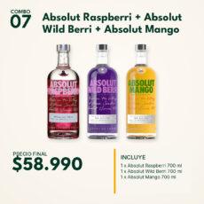 COMBO 07  ABSOLUT: RASPBERRI (1)+ MANGO (1) + WILD BERRI (1)