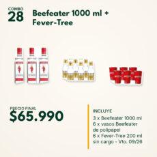 COMBO 28  BEEFEATER 1000ML(3) + VASO POL.(6) + FEVER TREE 200ML S/CARGO(6)