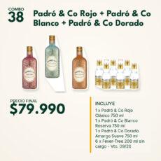 COMBO 38  PADRO: ROJO (1) + BCO (1) + DOR. (1) + FEVER TREE 200ML S/CARGO (6)