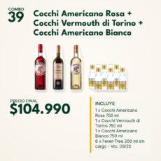 COMBO 39  COCCHI: BIANCO(1)+ ROSA(1)+DI TORINO(1)+FEVER TREE 200ML S/CARGO (6)