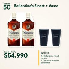 COMBO 50   BALLANTINE´S FINEST 1000ML (2) + VASOS ALUMINIO (2)