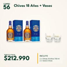 COMBO 56   CHIVAS 18 AÑOS 700ML (2) + VASO CHIVAS (2)