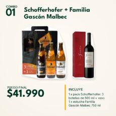 COMBO 01 VINOS  ESTUCHES: FLIA. GASCON MALBEC X1 (1) + SCHOFFER BOT.(1)