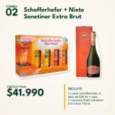 COMBO 02 VINOS  ESTUCHES: NIETO SENETINER E.B. X1(1)+SCHOFFER LATAS X4 + VASO(1)