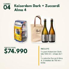 COMBO 04 VINOS  ESTUCHES: ZUCCARDI ALMA 4+BOLSA(1)+ KAISER DARK CHOP(1)