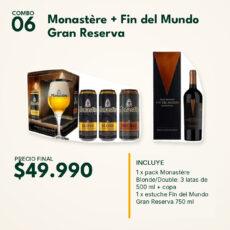 COMBO 06 VINOS  ESTUCHES: FIN DEL MUNDO GRAN RVA.X1 (1)+MONASTERE X3+ COPA (1)