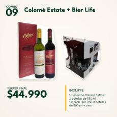 COMBO 09 VINOS  ESTUCHES: COLOME ESTATE X2 (1) + BIER LIFE X3 + VASO (1)