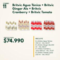 COMBO 11 — Britvic Agua Tónica + Britvic Ginger Ale + Britvic Cranberry + Britvic Tomato