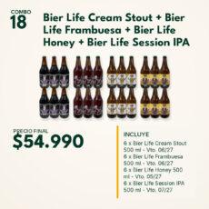 COMBO 18 — Bier Life Cream Stout + Bier Life Frambuesa + Bier Life Honey + Bier Life Session IPA