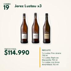 COMBO 19 VINOS  JEREZ LUSTAU: FINO JAR.(1)+PAPIR. MANZAN.(1)+LOS ARCOS AMON.(1)