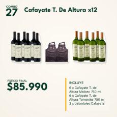 COMBO 27 VINOS  CAFAY. T DE ALTURA : MALB. (6) + TORR. (6) + DELANTAL (2)
