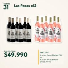 COMBO 31 VINOS  LOS PASOS: MALBEC (6) + ROSADO DULCE (6)