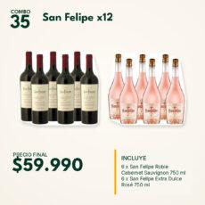 COMBO 35 VINOS  SAN FELIPE: ROBLE CAB SAUV (6) + EXTRA DOLCE ROSE (6)
