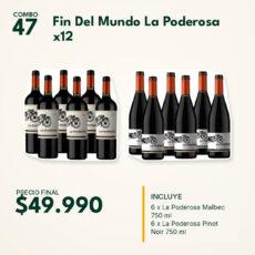COMBO 47 VINOS  FIN MUNDO LA PODEROSA: MALB.(6) + PINOT N.(6)