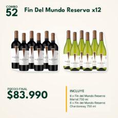 COMBO 52 VINOS  FIN DEL MUNDO RVA: MERLOT (6) + CHARDONNAY (6)