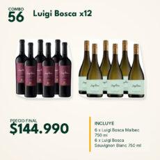 COMBO 56 VINOS  LUIGI BOSCA: MALBEC (6) + SAUV. BLANC (6)
