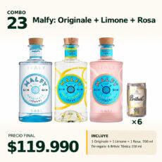 Combo 23 Malfy: Originale + Limone + Rosa + Britvic Tonic x6
