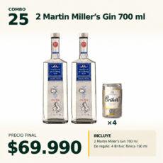 Combo 25 Martin Miller’s Gin + Britvic Tónica lata x4