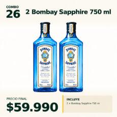 COMBO DESTILADOS 26 — 2 × Bombay Sapphire 750 ml
