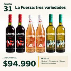 COMBO DESTILADOS 31 — 2 × La Fuerza Rojo 750 ml + 2 × La Fuerza Primavera 750 ml + 2 × La Fuerza Blanco 750 ml