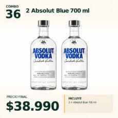 COMBO DESTILADOS 36 — 2 × Absolut Blue 700 ml