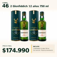 COMBO DESTILADOS 46 — 2 × Glenfiddich 12 años 750 ml, con estuche