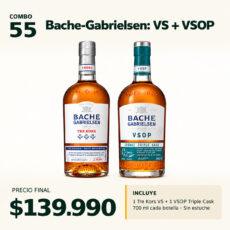 COMBO DESTILADOS 55 — 1 × Bache-Gabrielsen Tre Kors VS 700 ml + 1 × Bache-Gabrielsen VSOP Triple Cask 700 ml · Sin estuche