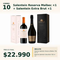 COMBO VINOS Y CERVEZAS 10 — 1 estuche Salentein Reserva Malbec 750 ml + 1 estuche Salentein Extra Brut 750 ml